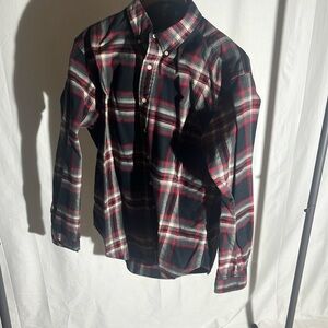Polo Ralph Lauren Shirt Mens L Red Black Plaid 100% Cotton Flannel Button Down